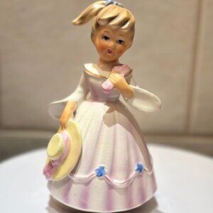 Vintage Schmid Brothers 1963 Girl In Pink Dress Figurine Revolving Music Box